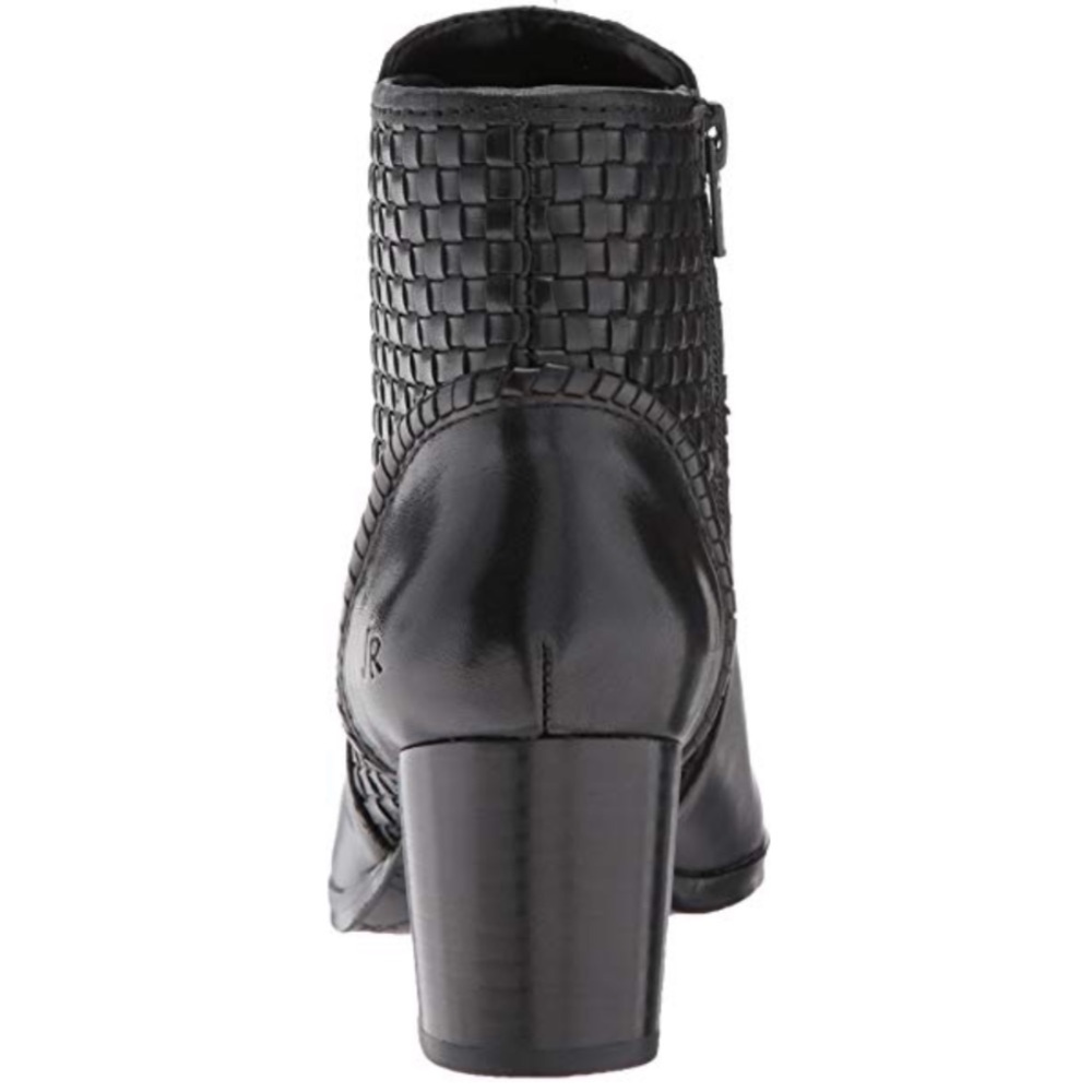 Black Woven Details Genuine Leather Ankle Boots - Picture 7 of 8